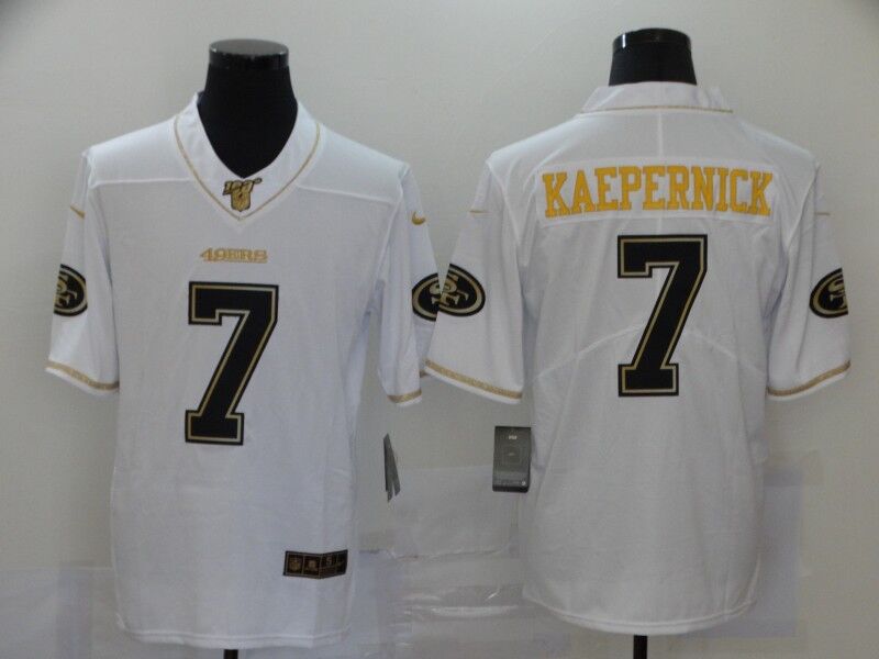 Men's San Francisco 49ers #7 Colin Kaepernick White Golden Edition Stitched Jersey